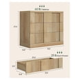 thumbnail image 2 of 27.6” Tall Fluted Nightstand, 31.5” Wide Oversized Night Stands, Extra Large Wood Bedside Side Table, 3 Drawers Storage, -Century Modern End Table for Bedroom Sofa Living Room, Thickened Top, Oak, 2 of 9