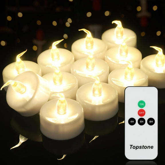 Topstone Warm White Flameless Candles with Remote and Timer, 12-count