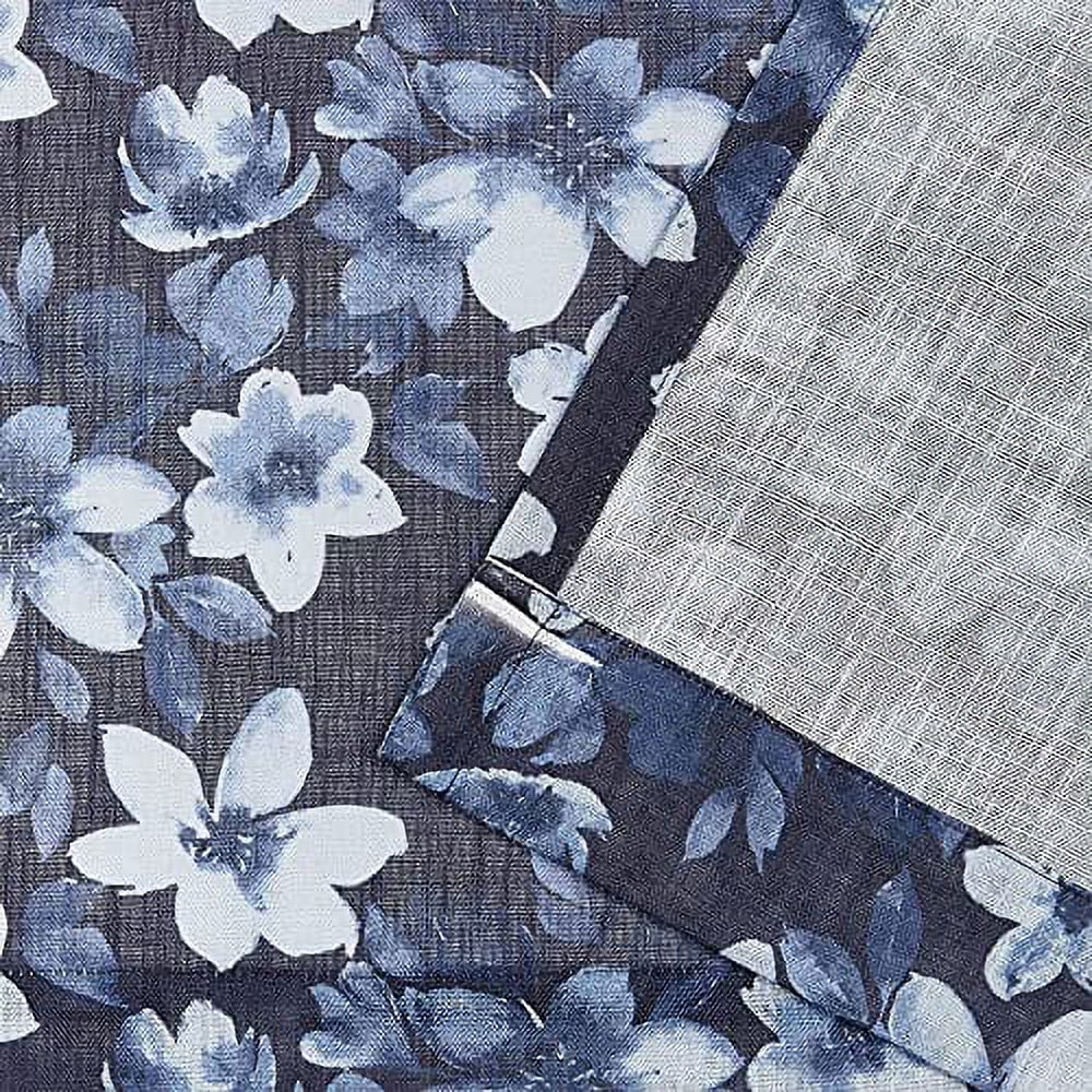 Nicole Miller New York Dara Light Filtering, Semi Sheer Rod Pocket Curtain Panels, 54"x84", Indigo, Set of 2