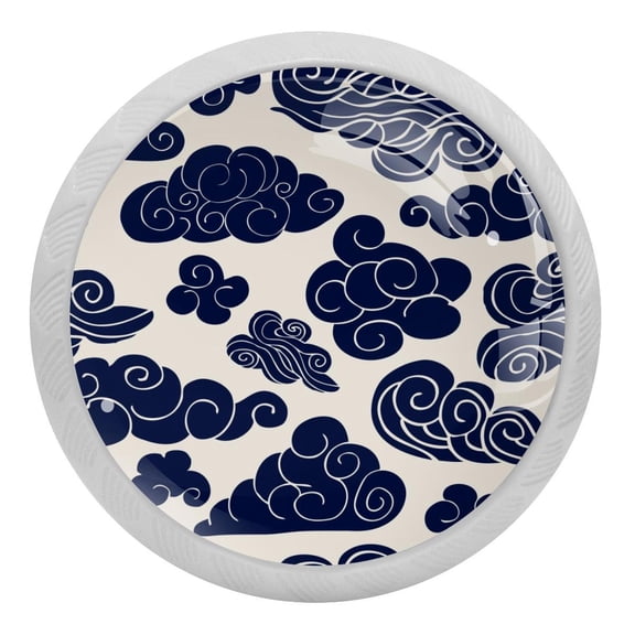 4PCS Round Blue Cloud Cabinet Fluorescence Knob Glowing in the Dark Furniture Drawer Pulls Handle with Screws