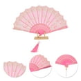 thumbnail image 3 of Unique Bargains 1 Pc Tassel Folding Fan for Masquerade Pink Silk Fabric, 3 of 5