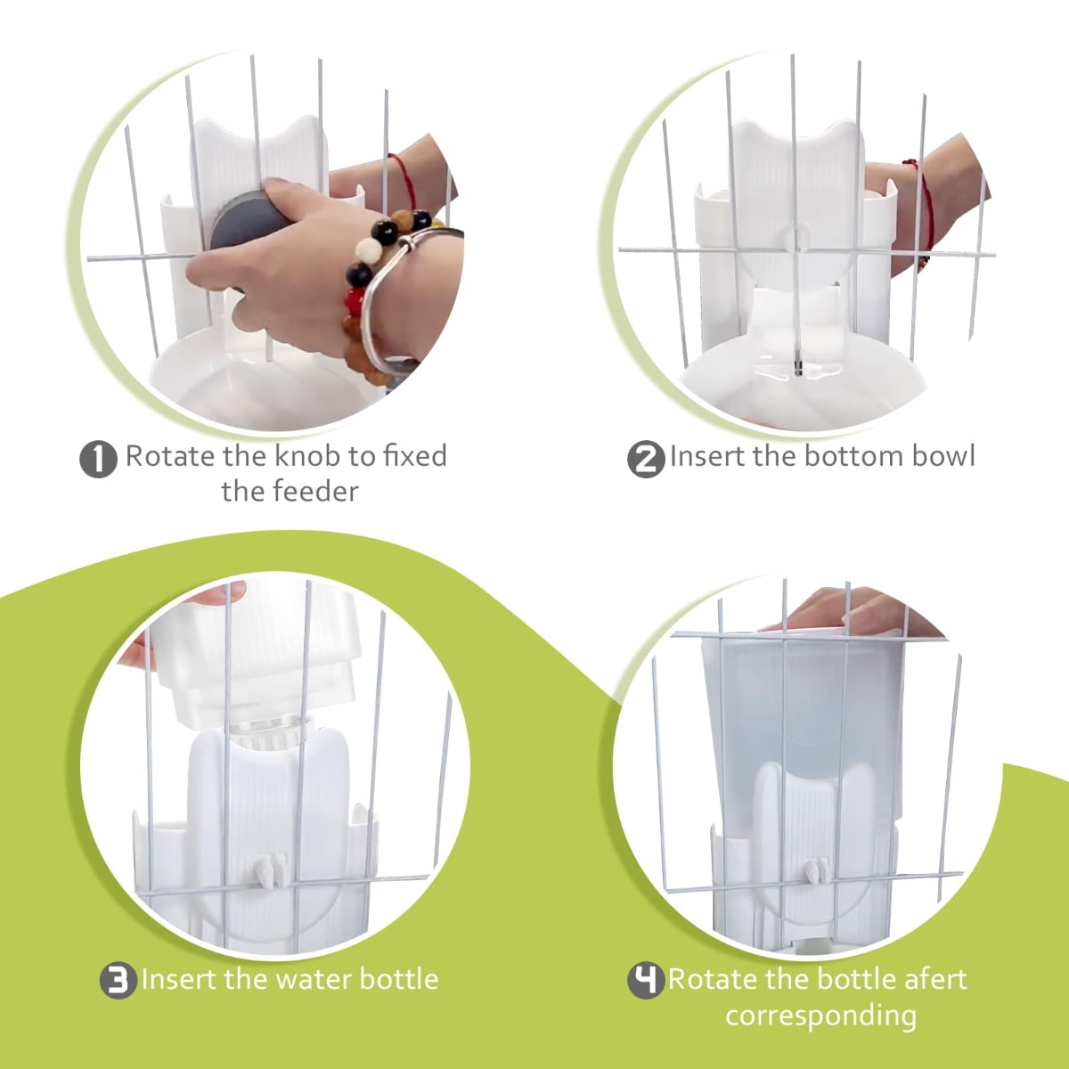 2 Pack Hanging Automatic Pet Food and Water Dispenser,Gravity Auto Rabbit Feeder for Cage,Guinea Pig Feeder and Waterer Set,Cat Food Bowl Dog Feeding Station for Bunny,Ferret,Chinchilla