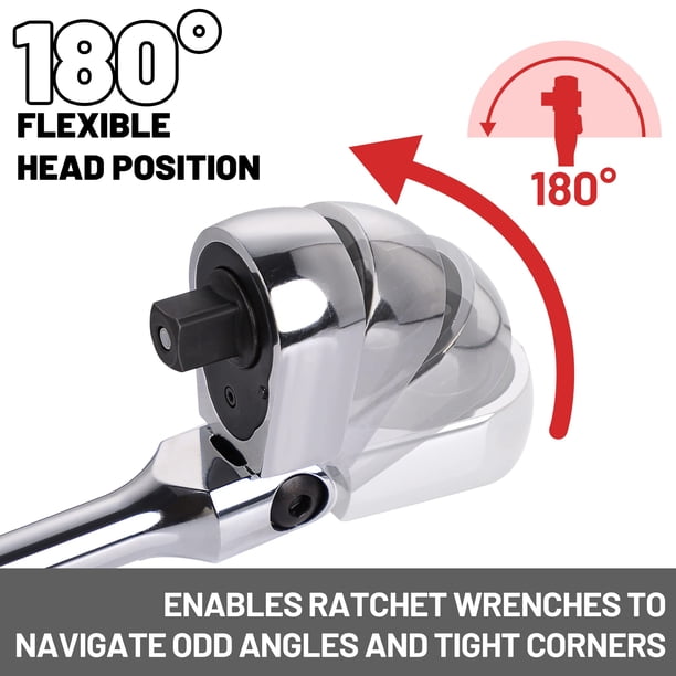 UYECOVE 4Pcs 1/2", 3/8", 1/4" Drive Flex Head Ratchet Set – 72-Tooth Quick Release, Chrome Vanadium Steel, Ergonomic Handle, 5° Swing