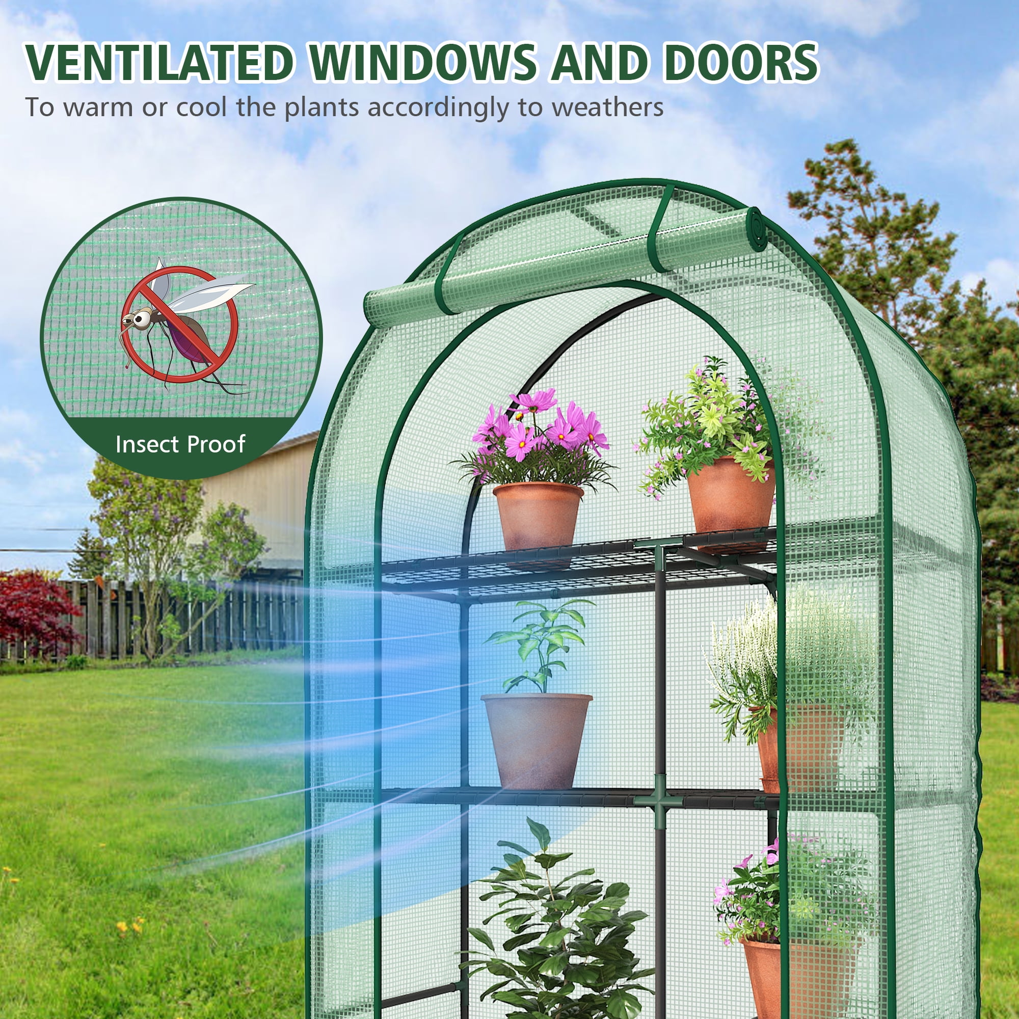 GAZEBETER Small Greenhouse 4-Tier,40 x 18 x 63'' Mini Greenhouse for Indoor Outdoor,Portable Plastic Plant Green House Mini with Roll-up Zipper Door,Green