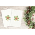 thumbnail image 3 of Linum Home Christmas Holly Embroidered White Turkish Cotton Hand Towels - Set of 2, 3 of 3