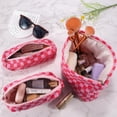 thumbnail image 2 of ZLFSRQ Bolsa de maquillaje a cuadros para mujer, bolsa de cosméticos grande, bolsa de aseo de viaje, bolsa de maquillaje para bolso, bolsa de almacenamiento con cremallera rosa, organizador lindo, peq, 2 of 5