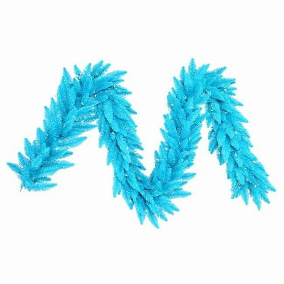 Vickerman 9' Sky Blue Artificial Christmas Garland, Blue Dura-Lit LED lights.