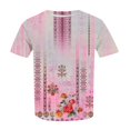 thumbnail image 4 of IYYVV Plus Size Blouse Summer Loose Boho Tops For Women Short Sleeve Shirt 2024 Round Neck Floral Graphic Oversized Tees Fall Sweatshirt Maternity Clothes Pink 5XL, 4 of 5