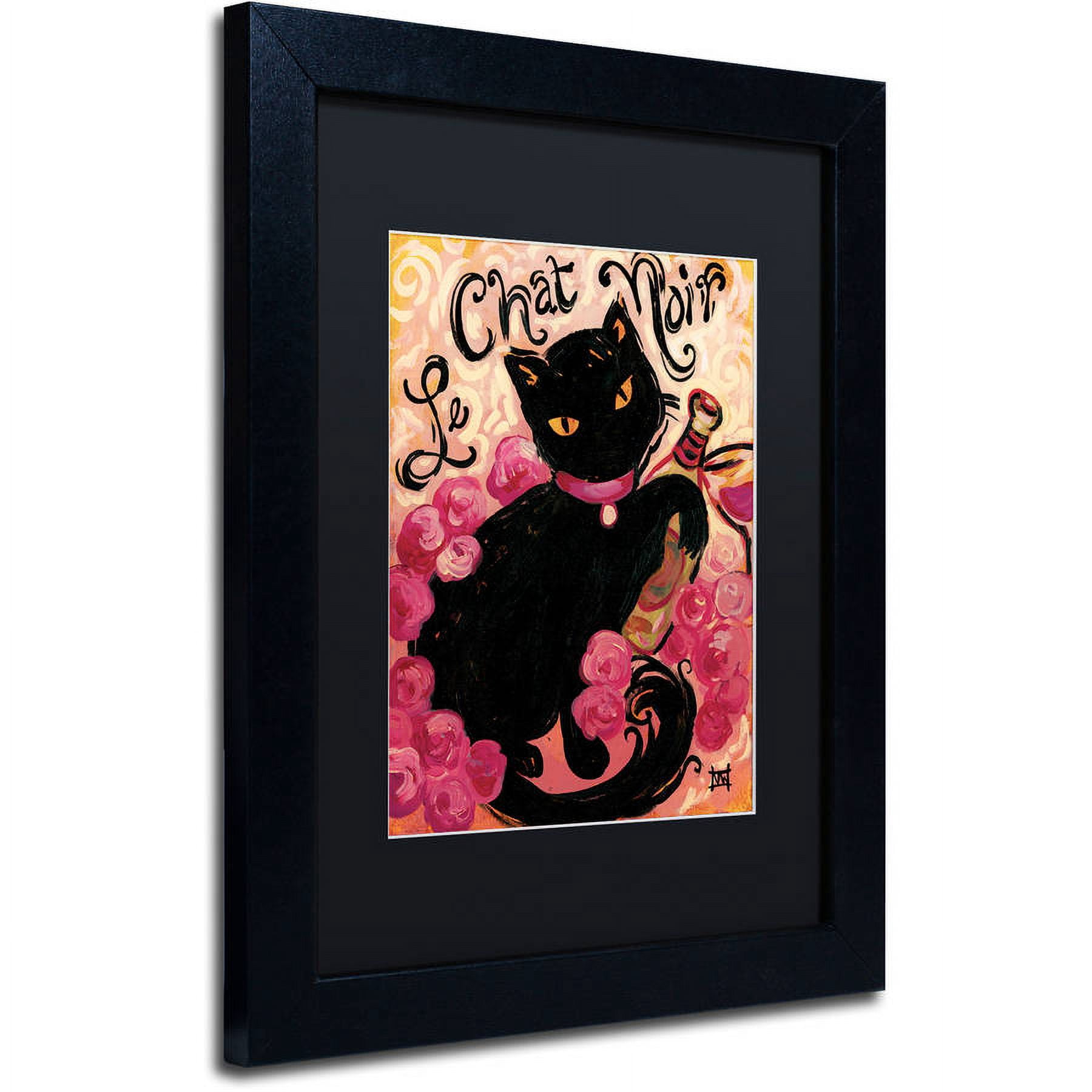 Trademark Fine Art "Le Chat Noir" Canvas Art by Natasha Wescoat, Black Matte, Black Frame