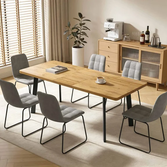 63.2"-78.9" Extendable Dining Table Set for 4-8 People,7 Piece Large Kitchen Table Set with 6 Chairs for Farmhouse, Dining Room,Living Room