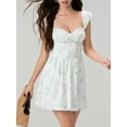 thumbnail image 5 of Rdhnmea Women Mini Dress, Cap Sleeve Low-cut Backless Flower Print A-line Dress Summer Dress, 5 of 9