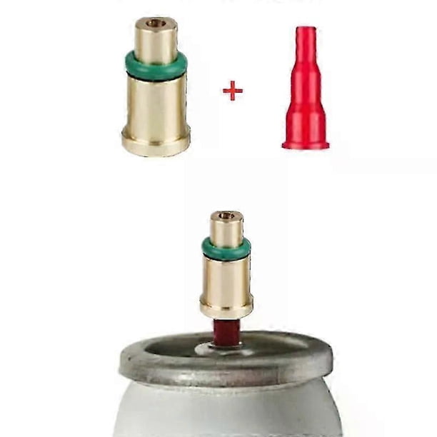 Cabezal de recarga de gas de latón y cobre y adaptador de boquilla de butano de plástico para encendedor inflable grande reutilizable Dupont Ligne1 con tapas rojas.