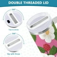 thumbnail image 3 of Yayeee 30oz Stainless Steel Tumbler with Straw and Handle Double-Wall Insulated Travel Water Bottle, White Flowers, 3 of 8