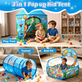 thumbnail image 2 of JoyStone 3-in-1 Kids Dinosaur Play Tent with Tunnel & Ball Pit, Pop Up Playhouse for Toddlers, Indoor & Outdoor Toy, Foldable with Carrying Bag, Blue (Balls Not Included), 2 of 8