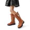 thumbnail image 5 of Botas DREAM PAIRS SDBO2216K-1 para niñas, color camel, hasta la rodilla con cierre, 5 of 5
