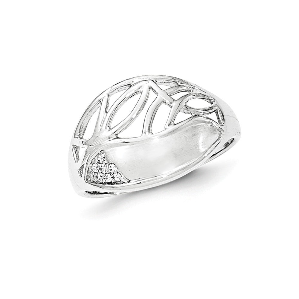 Black CZ .925 Sterling Silver Triangle Women Finger Open Ring Jewelry Gift 