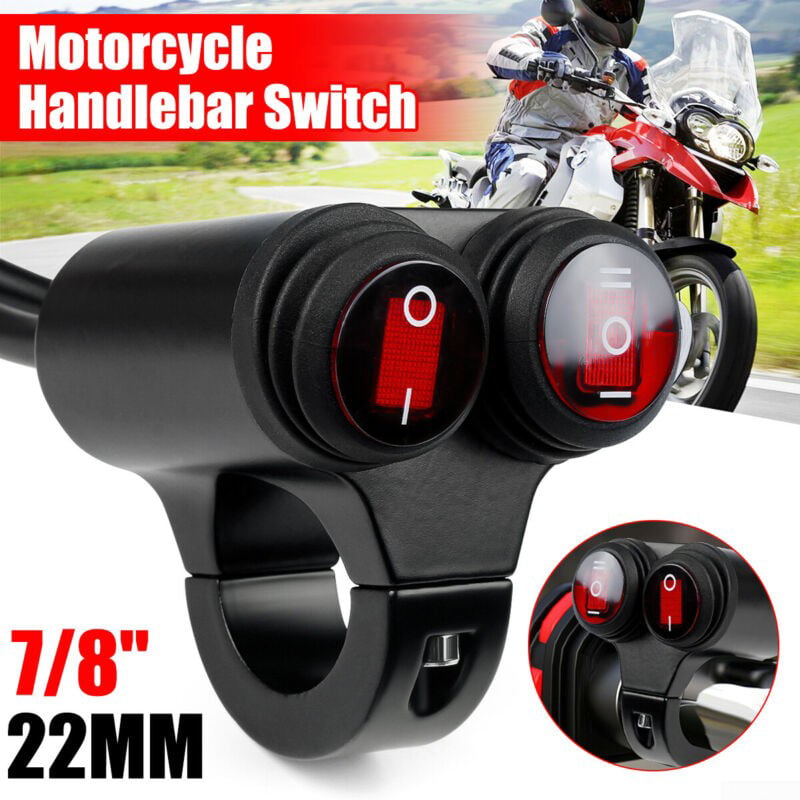 Motorcycle 7/8" Handlebar Headlight Fog Spot Light Hi-Lo ON/OFF Switch Red Blue