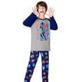 thumbnail image 4 of Beezizac Little Big Boys Pajamas Gray & Navy Football 2-Piece Long Sleeve & Pants PJ Set Kid Sleepwear Size 16, 4 of 7