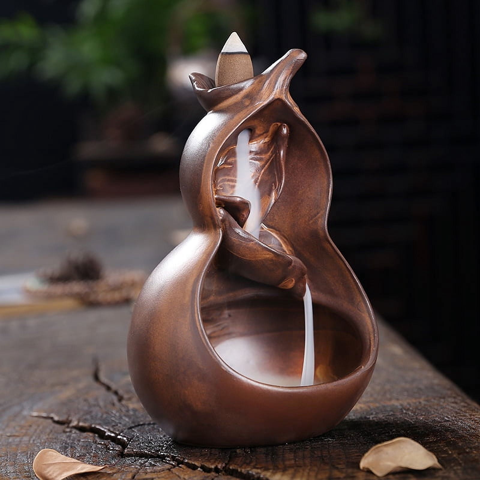 Incense Holder Incense Sticks Backflow Incense Burner Creative Home Decoration Ceramic Crafts Gourd Shape Incense Burner Waterfall Incense Burner Stand(B)