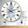 thumbnail image 2 of Designart 'Blue Fern Print On Wood I Traditional Wall Clock, 2 of 4