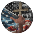 Lotusprinthandmade Christian Jesus America Flag and Cross C Spare Tire