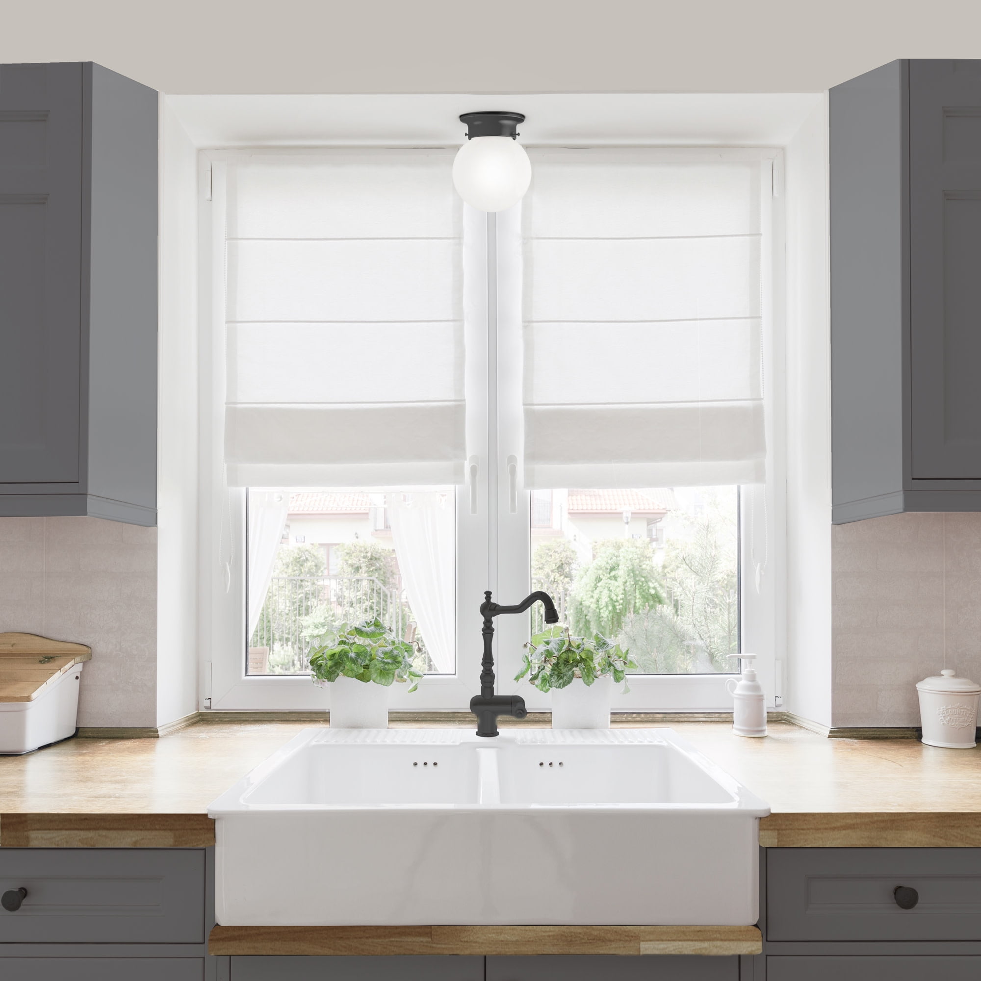Design House Millbridge Flush Mount Dimmable Ceiling Globe Light, Matte Black
