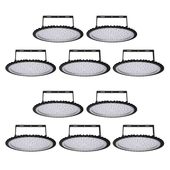 Viugreum 10 Pack 300W UFO LED High Bay Light, 30000LM 6500K Daylight White Ultra Thin LED Warehouse Lighting, IP65 Waterproof Commercial Bay Lighting for Garage Barn Workshop