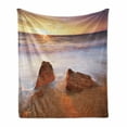 thumbnail image 1 of Beach Soft Flannel Fleece Blanket, Fantasy Seascape in Exotic Hawaiian Water Sea Sky Peace Relax Theme in Nature Print, Cozy Plush for Indoor and Outdoor Use, 60" x 80", Cream White, by Ambesonne, 1 of 6