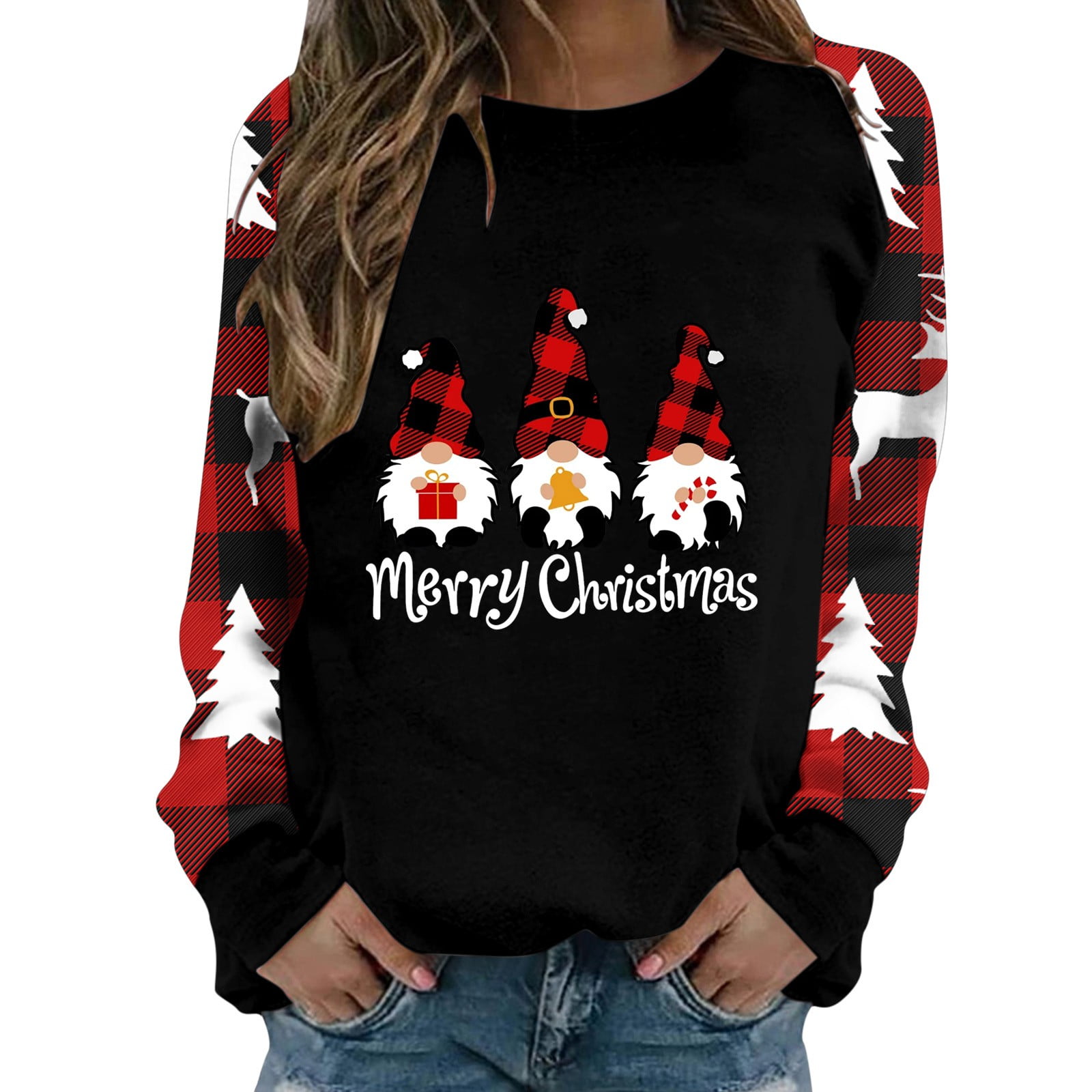 dmqupv Fashion Dresses Fall Christmas Womens Long Sleeve Crew Neck