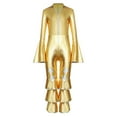 thumbnail image 3 of LiiYii Kids Girls Shiny Metallic Jumpsuit 70s Hippie Disco Funky Dance Outfit Dancewear Gold 10, 3 of 7