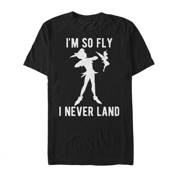 Men's Peter Pan So Fly Never Land Graphic Tee Black Large