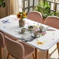 thumbnail image 3 of Happy Easter Rabbit Table Cloths for 4 Foot Rectangle Tables, Cute Bunny Spring Flowers Butterfly Patio Waterproof Elastic Fitted Tablecloths, Washable Rectangular Table Cover for Camping, 3 of 8