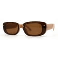 thumbnail image 2 of Womens Mod Rimless Rectangle Plastic Trendy Sunglasses Tan Brown, 2 of 5