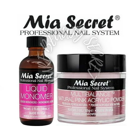 Mia Secret Liquid Monomer 2 oz and Natural Pink Powder 1 oz