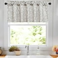 thumbnail image 2 of Window Short Curtains Valances for Bedroom Dining Room, Rod Pocket Rustic Style Lovely Leaf Print Small Curtain Drapes Valance for Cafe Room Kitchen, 52 x 18, Grey, 2 of 6