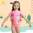 thumbnail image 4 of Baozhu Girls Short Sleeve Swimsuit 2-Piece Tankini UPF 50+ Rash Guard Set,Size 4-7 Years, 4 of 9