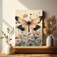 thumbnail image 5 of Qisvanset 12x16 Inch Framed Canvas Wall Art Vintage Dragonfly Pink Wildflower Botanical Pastel Living Room Wall Art, 5 of 7