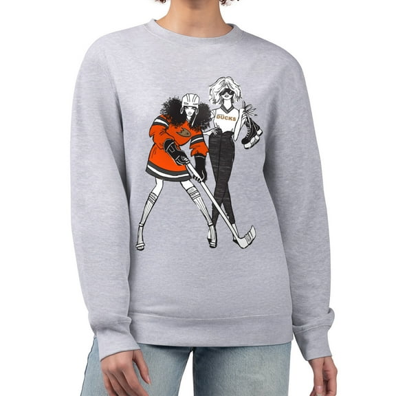 Women's G-III 4Her by Carl Banks Heather Gray Anaheim Ducks Hockey Girls Team Graphic Fleece Pullover Sweatshirt