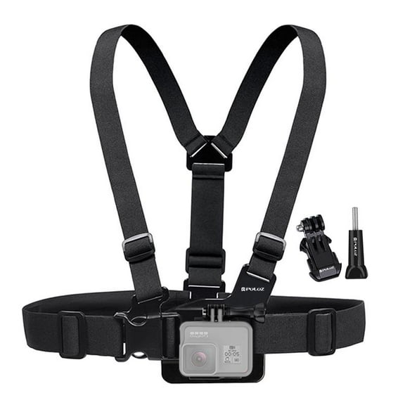 PULUZ Adjustable Body Mount Belt Chest Strap with J Hook Mount & Long Screw for GoPro, Insta360,