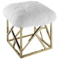 thumbnail image 2 of Modway Intersperse Sheepskin Fur & Stainless Steel Ottoman in Gold and White, 2 of 6