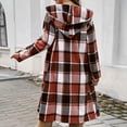 thumbnail image 5 of Delayuji Long Plaid Shirts For Women Oversized Button Down Shacket Jacket Flannel Hooded Trench Coats With Pockets Spring Winter, 5 of 5