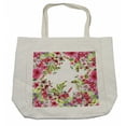 thumbnail image 1 of Watercolor Flower Shopping Bag, Fresh Curly Willow and Dahlia Floral Summer Buds Hand Drawn Print, Eco-Friendly Reusable Bag for Groceries Beach and More, 15.5" X 14.5", Cream, by Ambesonne, 1 of 2