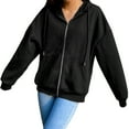 thumbnail image 2 of Veste à Capuche pour Femmes, Couleur Unie, Polyester Respirant, Fermeture Éclair, Manches Longues, Sweat à Capuche pour la Maison, 2 of 6