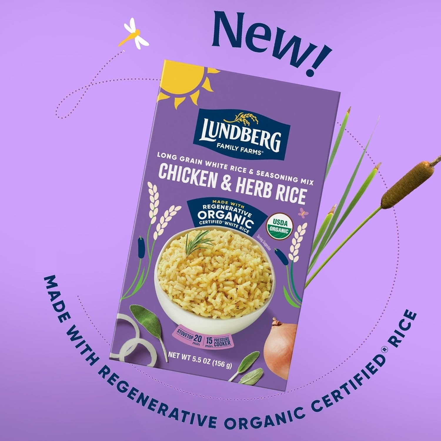 (Pack Of 6) Lundberg Rice White Chicken & Herb 5.5 Oz