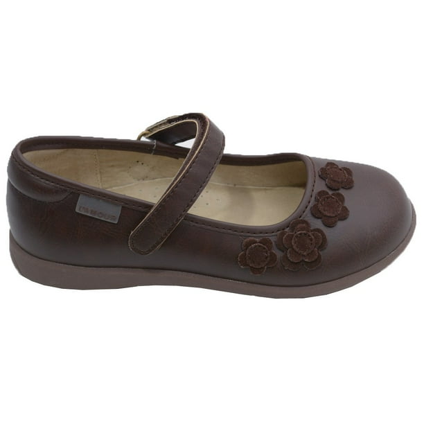L'Amour L'Amour Little Girls Brown Suede Flowers Mary Jane Shoes 510