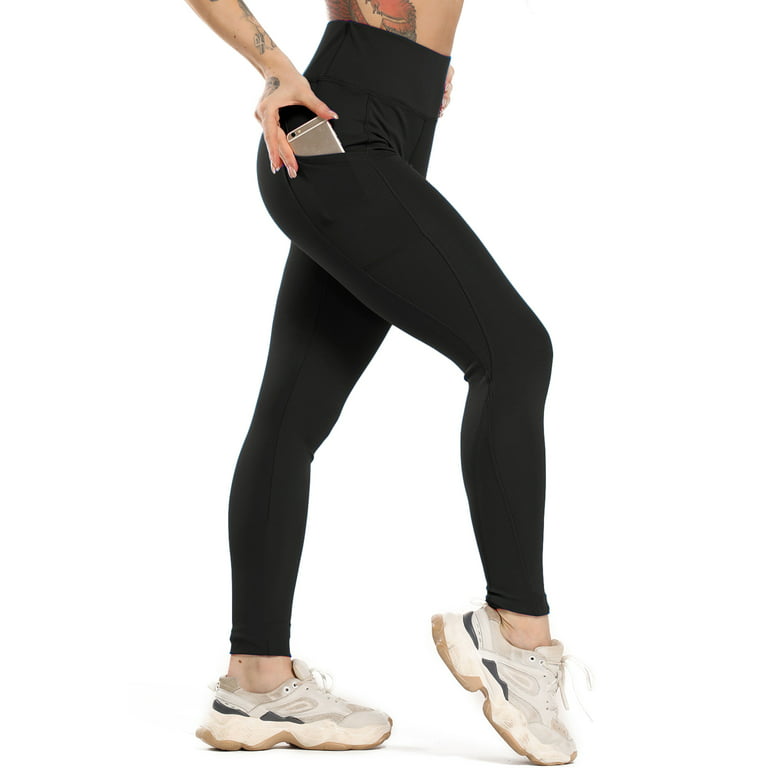 ALONG FIT Women's Mesh Yoga Leggings with Side Pockets Tummy Control  Workout Running Capris High Waist Yoga Pants