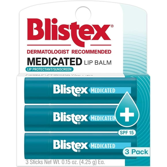 Blistex Medicated Lip Balm SPF 15, 3 Count