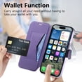 thumbnail image 3 of for iPhone 16 Plus Case with Card Holder [Camera Lens Protector Film] Plating Clear Case Business 2-in-1 Magnetic Detachable Flip PU Leather Wallet Phone Cover for iPhone 16 Plus, Purple, 3 of 11