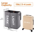 thumbnail image 3 of Lifewit 136L Double Laundry Hamper with Lid and Removable Laundry Bags, Large Divided Hamper, Grey, 3 of 7