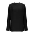 thumbnail image 5 of Htigea Crewneck Sweater for Women Casual Knit Long Sleeve Fall Basic Top Solid Color Everyday Pullover Sweaters Black S, 5 of 6